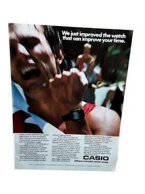 1982 Casio J-50 Digital Watch Vintage Print Ad Casio Runner Retro Jogger